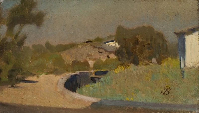 Strada di campagna con case